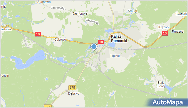 mapa Nadleśnictwo Kalisz Pomorski, Nadleśnictwo Kalisz Pomorski na mapie Targeo